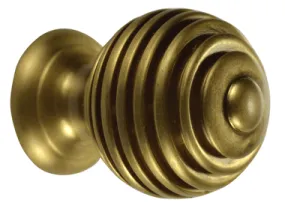 1 1/2 Inch Solid Brass Circular Grooved Cabinet & Furniture Knob