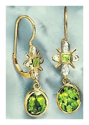 14k Cuchulain Peridot and Diamond Earrings (.08ct)