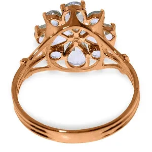 14K Solid Rose Gold Ring w/ Natural Aquamarines