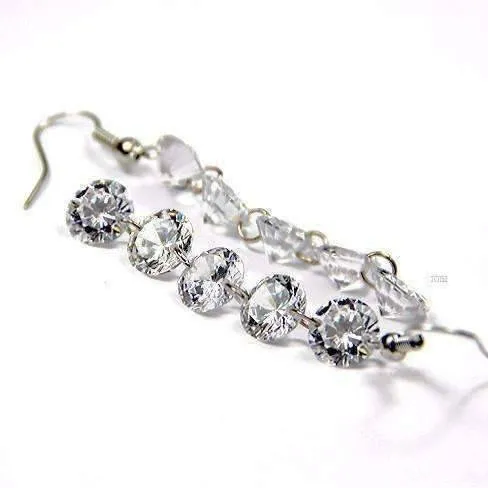 14K White Gold Plated Naked IOBI Crystals Drill Earrings For Woman - Party of 5