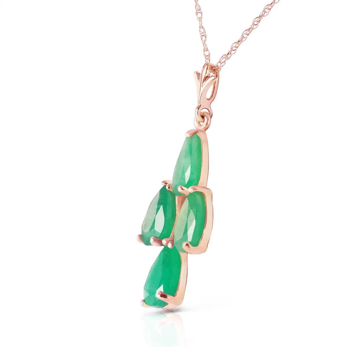 1.5 Carat 14K Solid Rose Gold Pyramid Emerald Necklace