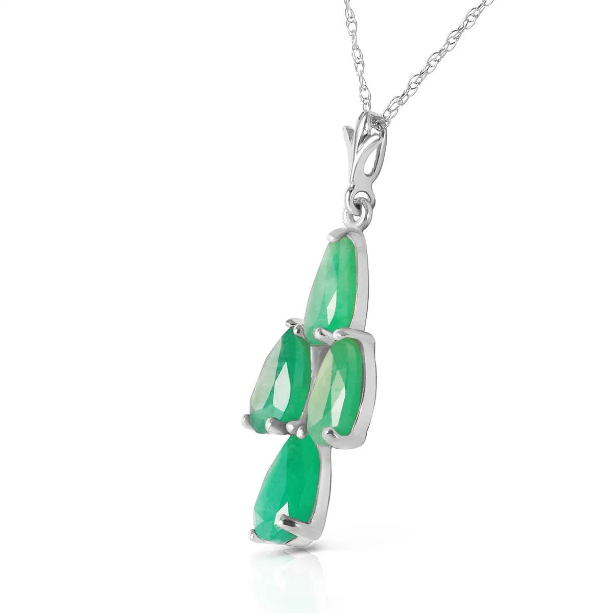 1.5 Carat 14K Solid White Gold Magnanimity Emerald Necklace