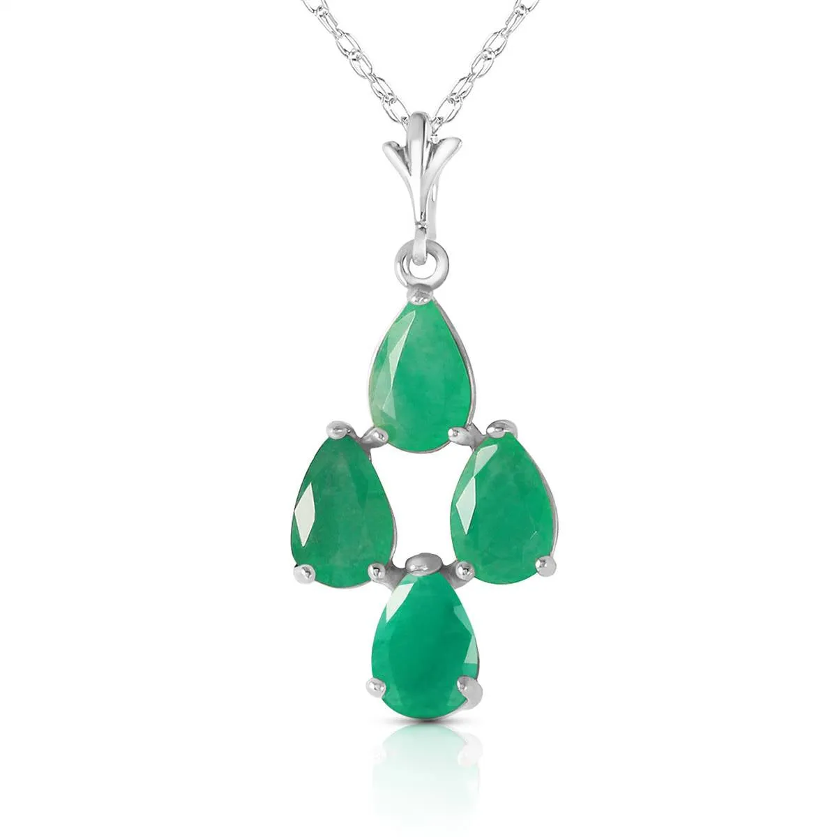 1.5 Carat 14K Solid White Gold Magnanimity Emerald Necklace