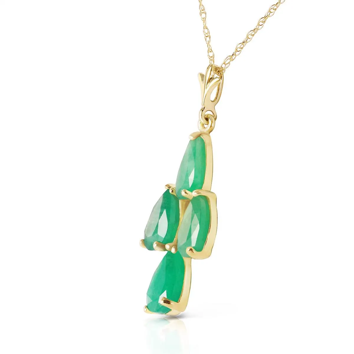 1.5 Carat 14K Solid Yellow Gold Love Portrait Emerald Necklace