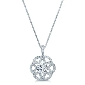 18ct White Gold Entwined Circular GIA Diamond Set Pendant