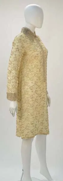 1960s Valentina LTD Cream Beaded Long Sleeve Tunic