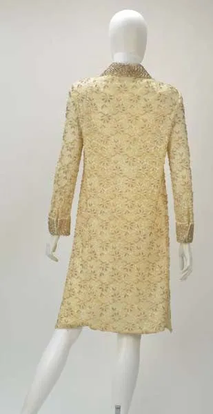 1960s Valentina LTD Cream Beaded Long Sleeve Tunic