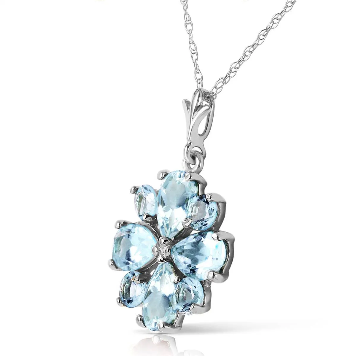 2.43 Carat 14K Solid White Gold Form Of Flattery Aquamarine Necklace