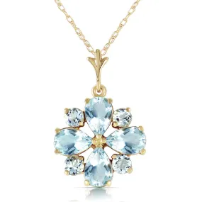 2.43 Carat 14K Solid Yellow Gold Cool Chic Aquamarine Necklace