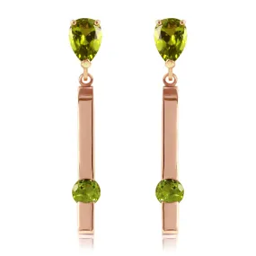 4.25 Carat 14K Solid Rose Gold Bar Earrings Peridot