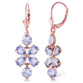 5.32 Carat 14K Solid Rose Gold Tanzanite Flower Earrings