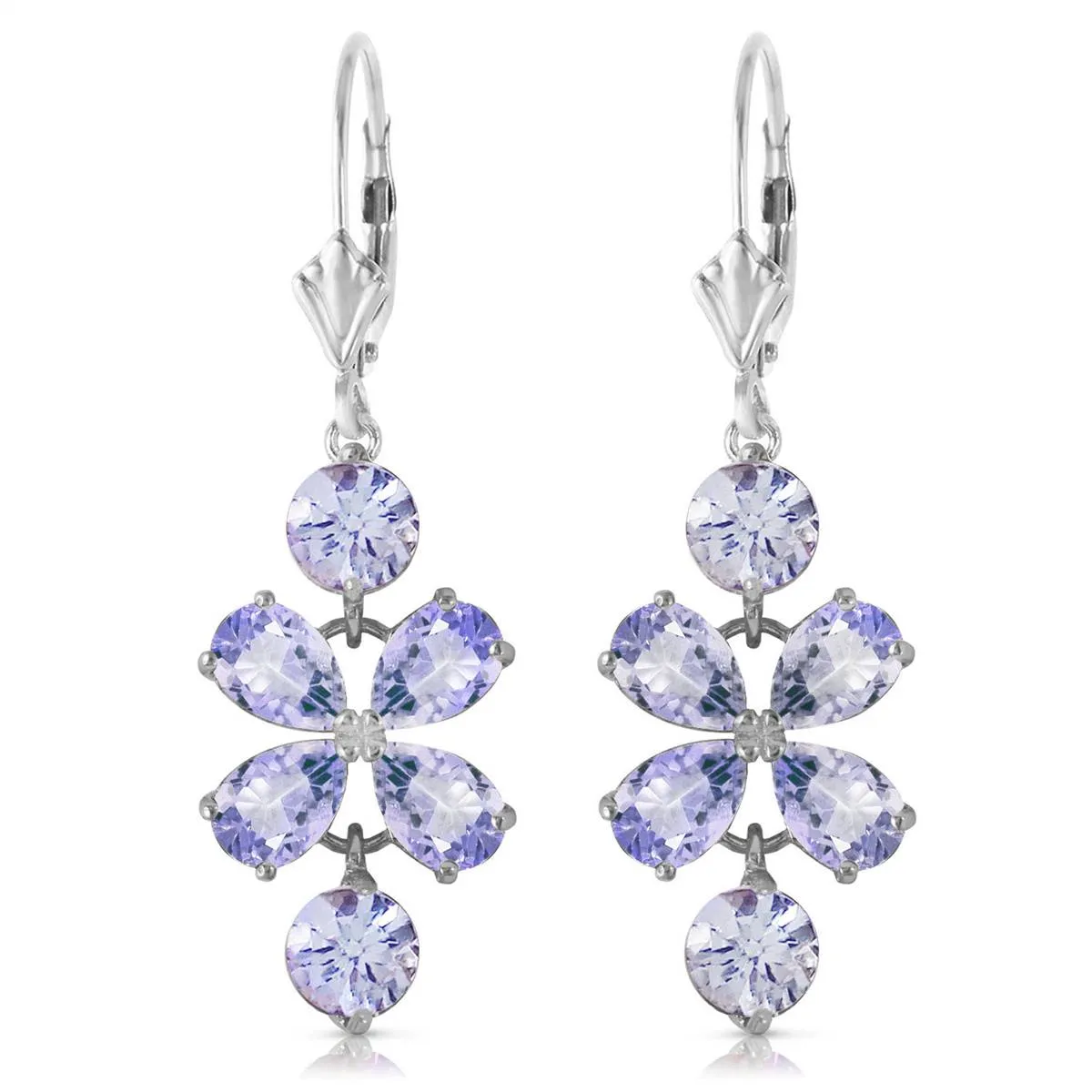 5.32 Carat 14K Solid White Gold Daylight Again Tanzanite Earrings