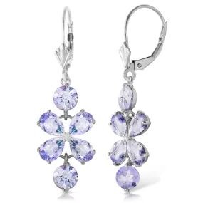 5.32 Carat 14K Solid White Gold Daylight Again Tanzanite Earrings