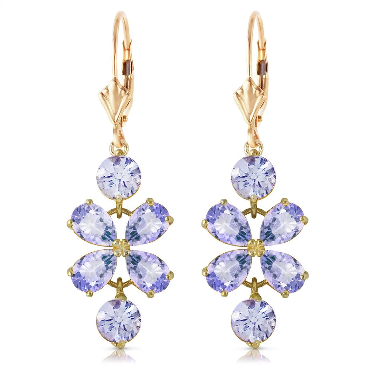 5.32 Carat 14K Solid Yellow Gold Petals Tanzanite Earrings