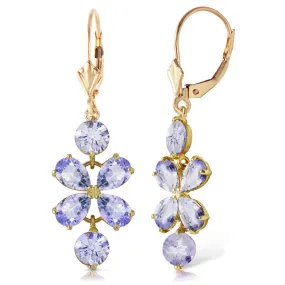 5.32 Carat 14K Solid Yellow Gold Petals Tanzanite Earrings