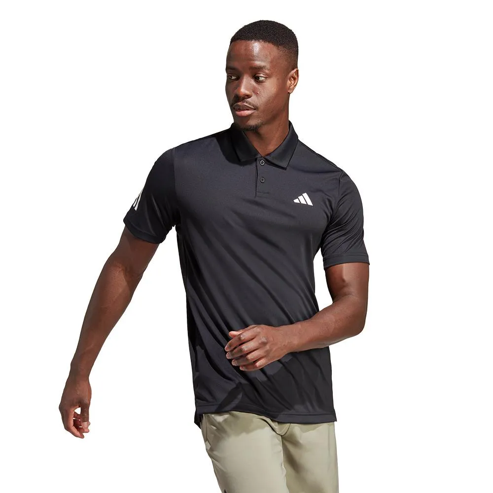 adidas Men's Club 3 Stripe Polo - Black