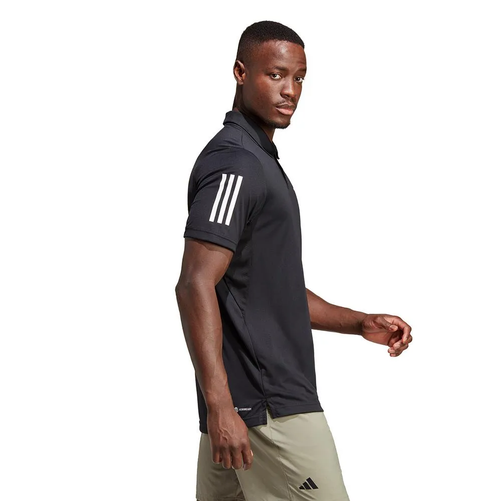 adidas Men's Club 3 Stripe Polo - Black