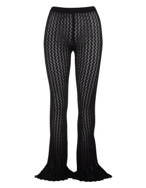 Alessandra Rich Zig Zag Detail Knitted Flared Pants