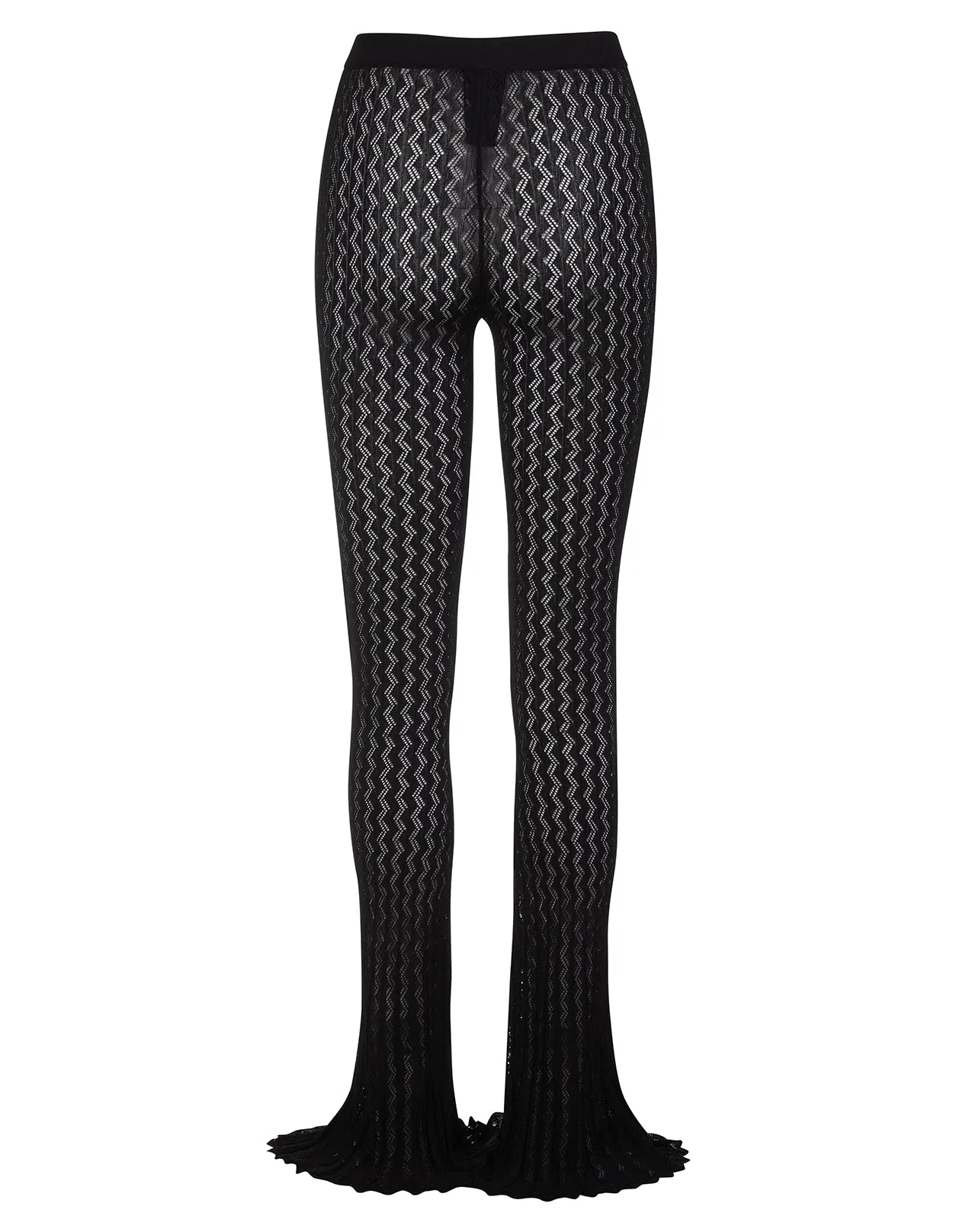 Alessandra Rich Zig Zag Detail Knitted Flared Pants