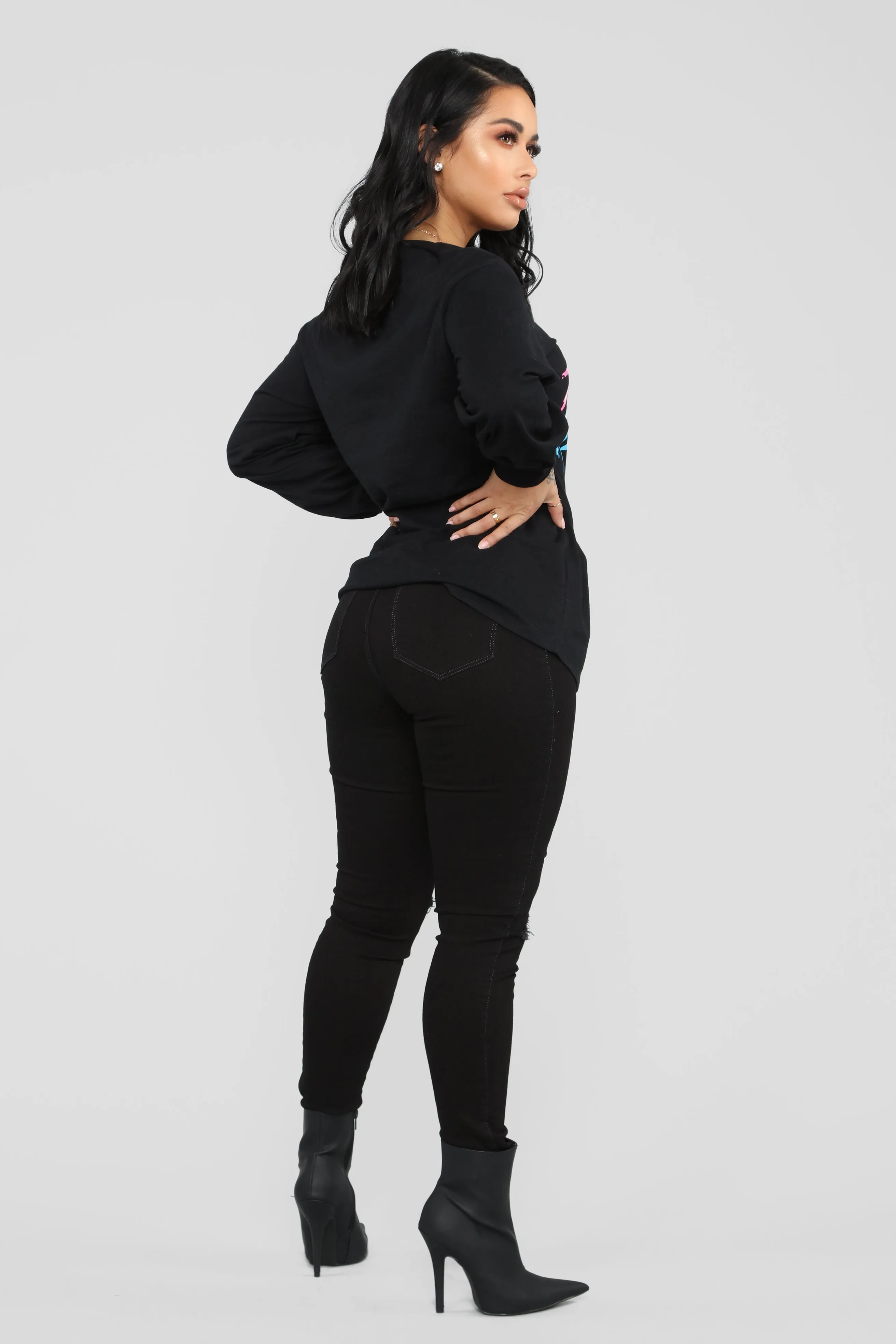 Always Hustling LS Tunic Top - Black