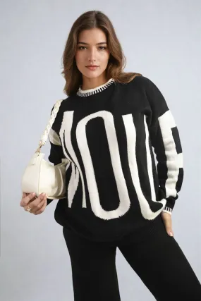 Amour Graphic Long Sleeve Knitted Jumper