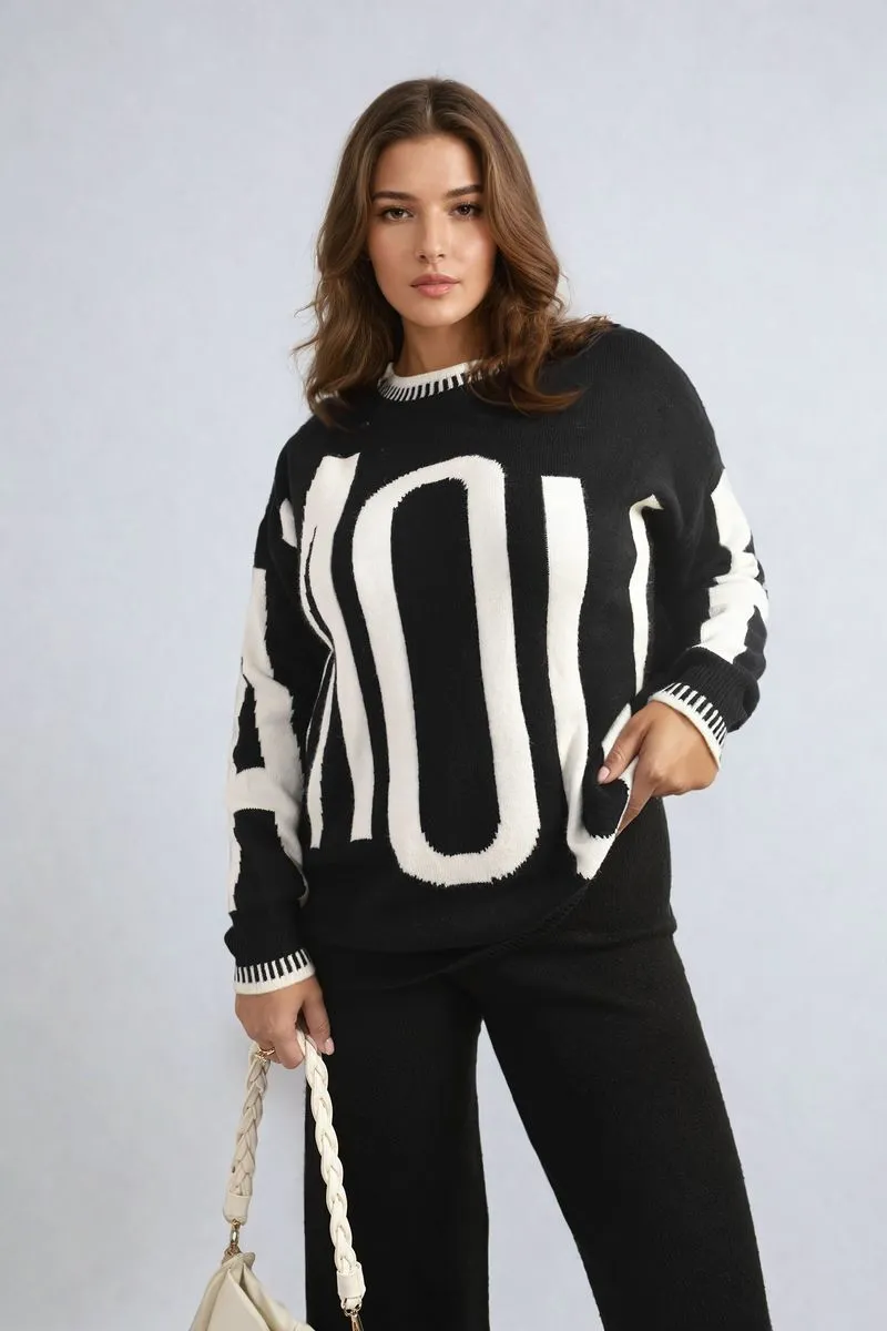 Amour Graphic Long Sleeve Knitted Jumper