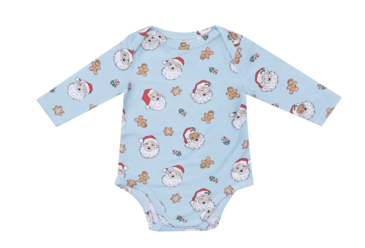 Angel Dear Baby Onesie Long Sleeve Bodysuit - Blue Vintage Santa