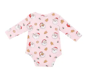 Angel Dear Baby Onesie Long Sleeve Bodysuit - PINK Vintage Santa