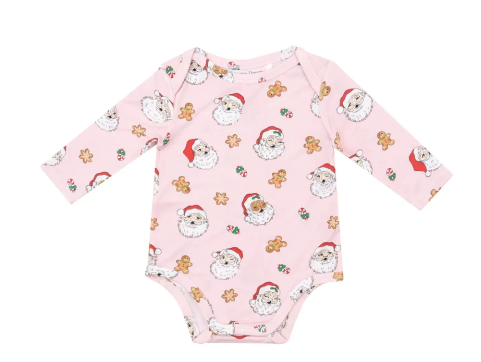 Angel Dear Baby Onesie Long Sleeve Bodysuit - PINK Vintage Santa