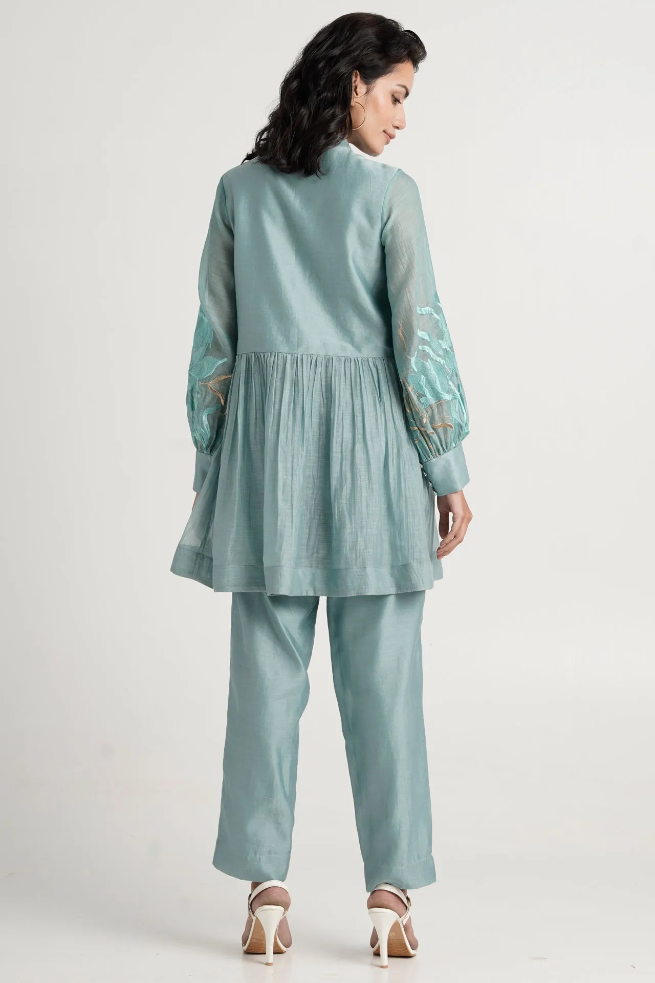 Aqua Abe 2.0  - Micro-gathered Peplum Tunic Set