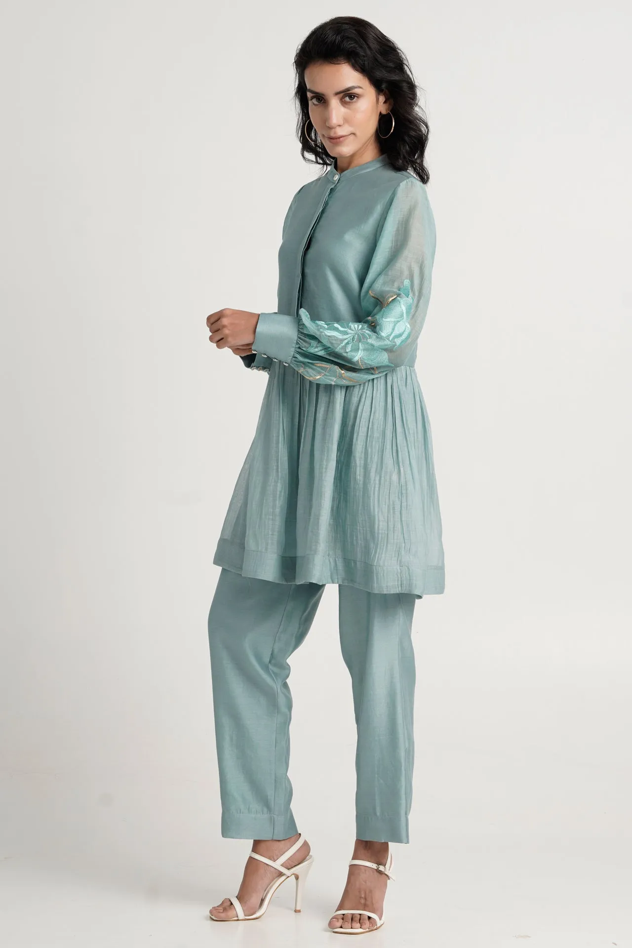 Aqua Abe 2.0  - Micro-gathered Peplum Tunic Set