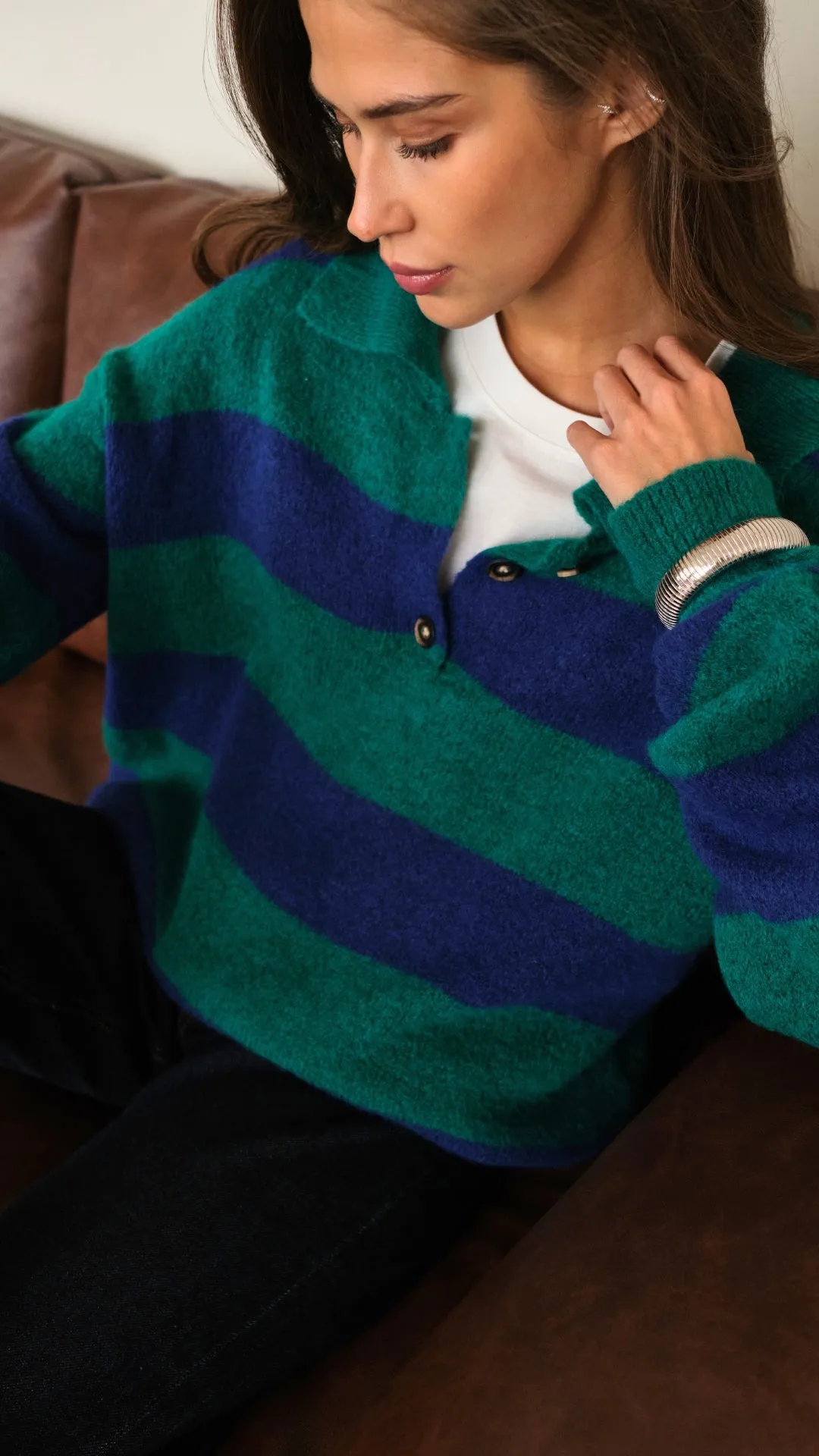 ARLO SWEATER - EMERALD BLUE MARINE STRIPES