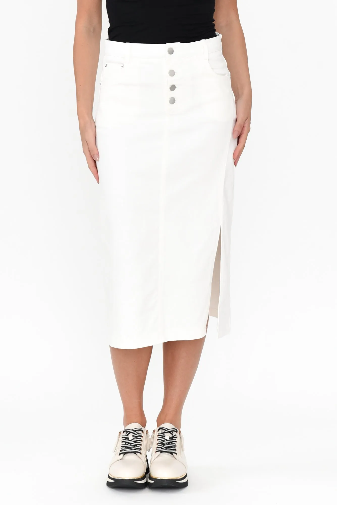 Astille White Cotton Blend Skirt