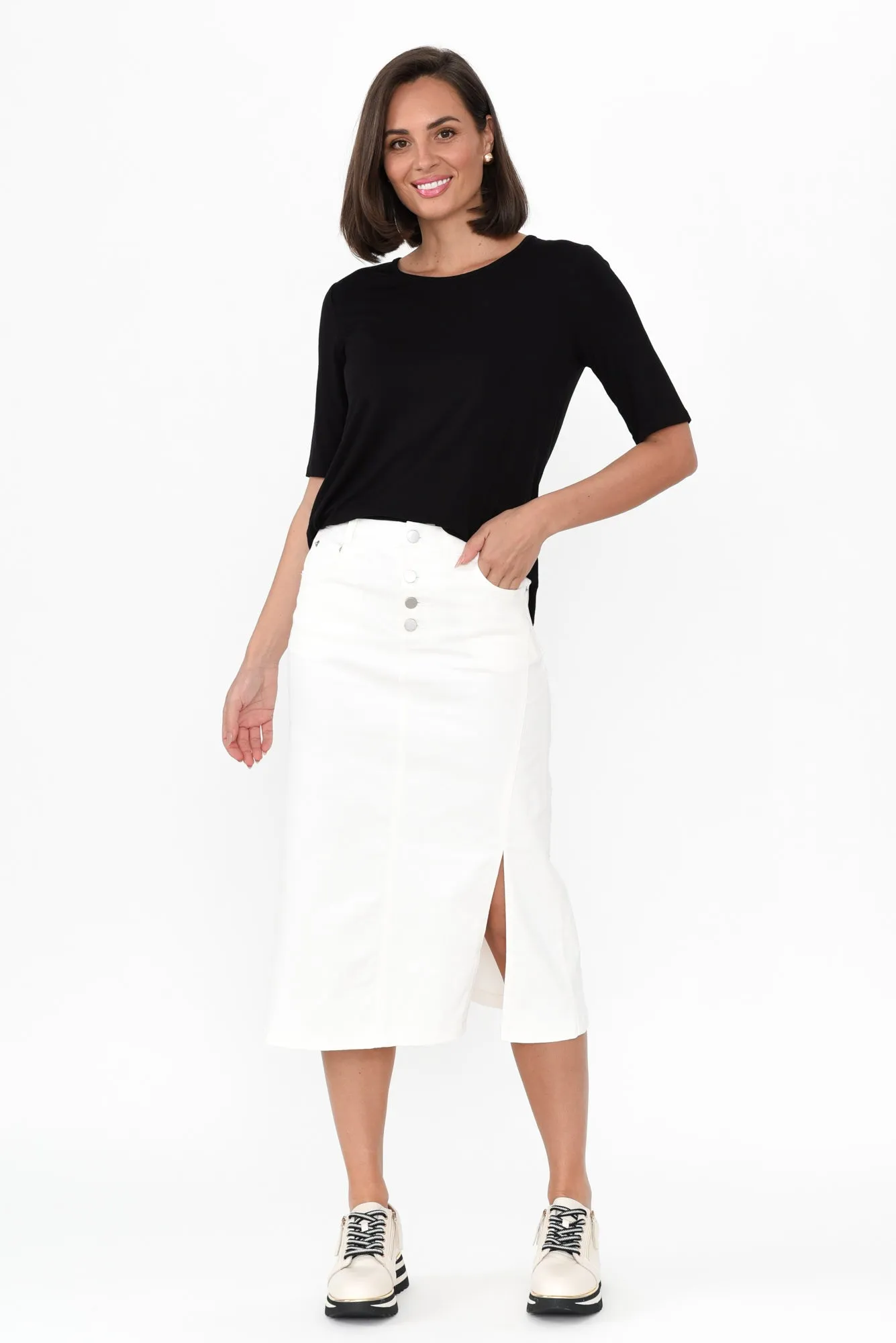 Astille White Cotton Blend Skirt