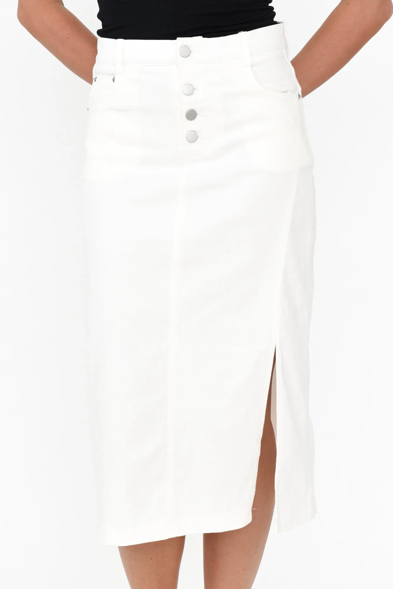 Astille White Cotton Blend Skirt