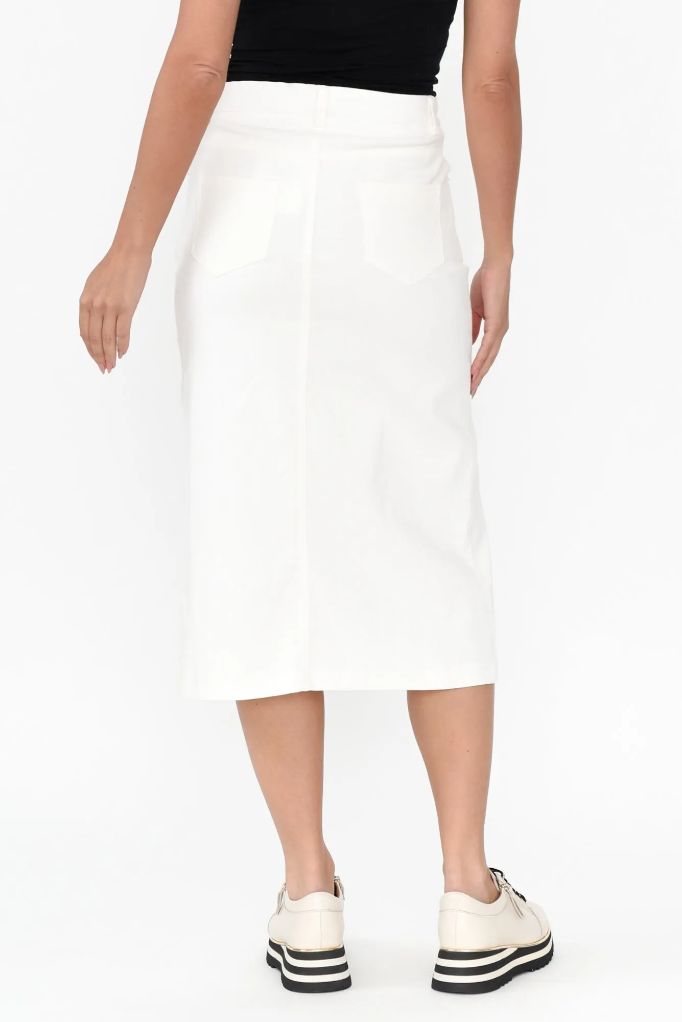 Astille White Cotton Blend Skirt