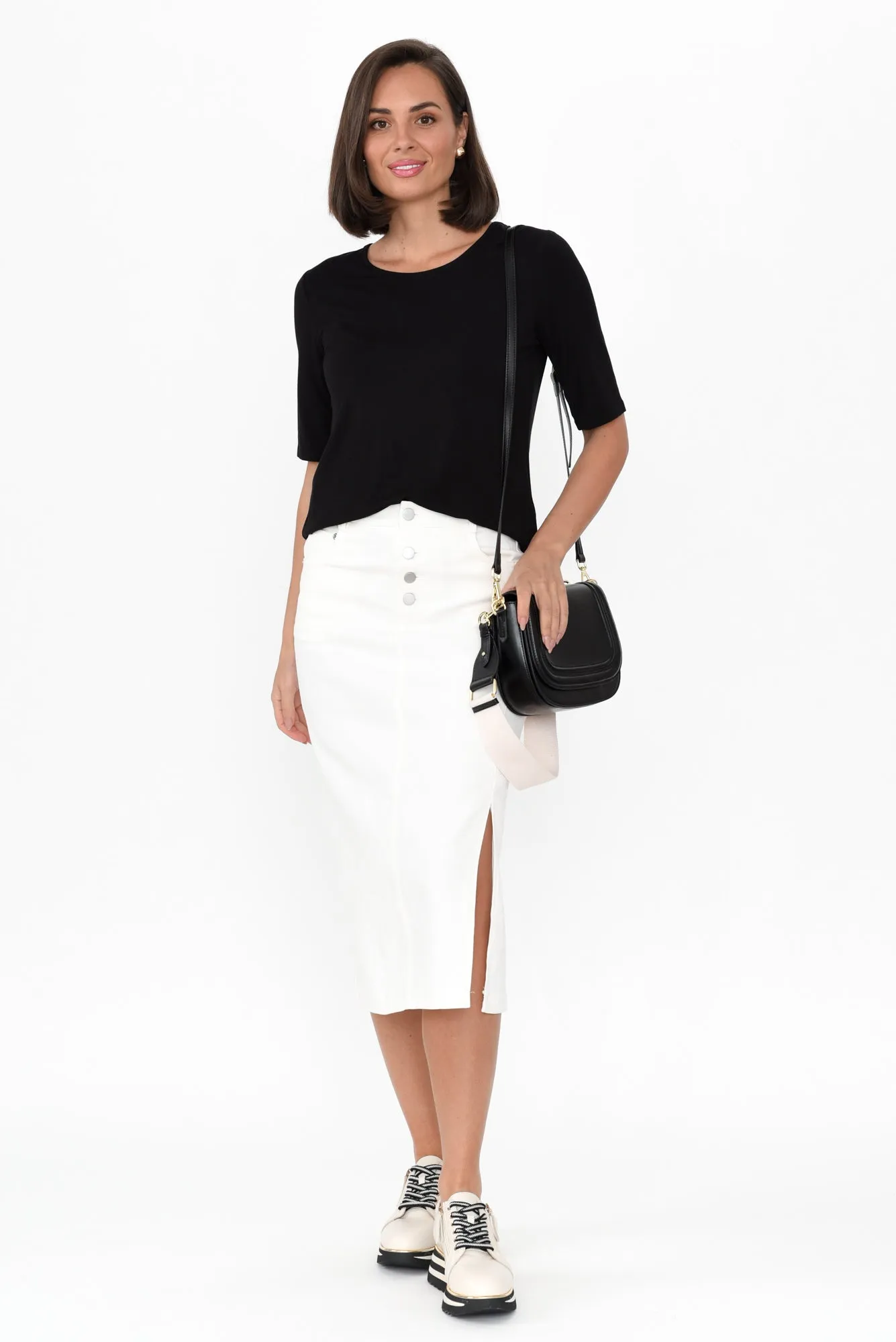 Astille White Cotton Blend Skirt