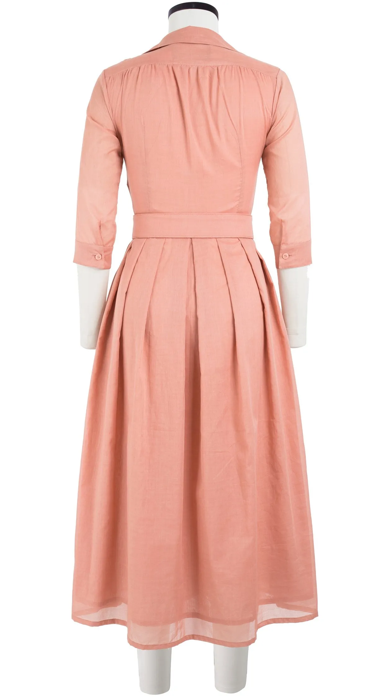 Audrey Dress #1 Shirt Collar 3/4 Sleeve Midi Plus Length Cotton Musola_Solid_Soft Blush