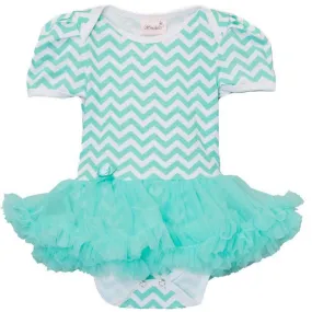 Baby Girls Green Chevron Tutu Short Sleeve Bodysuit 9-24M