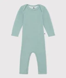 Baby Long Bodysuit in Cotton/Wool - Green