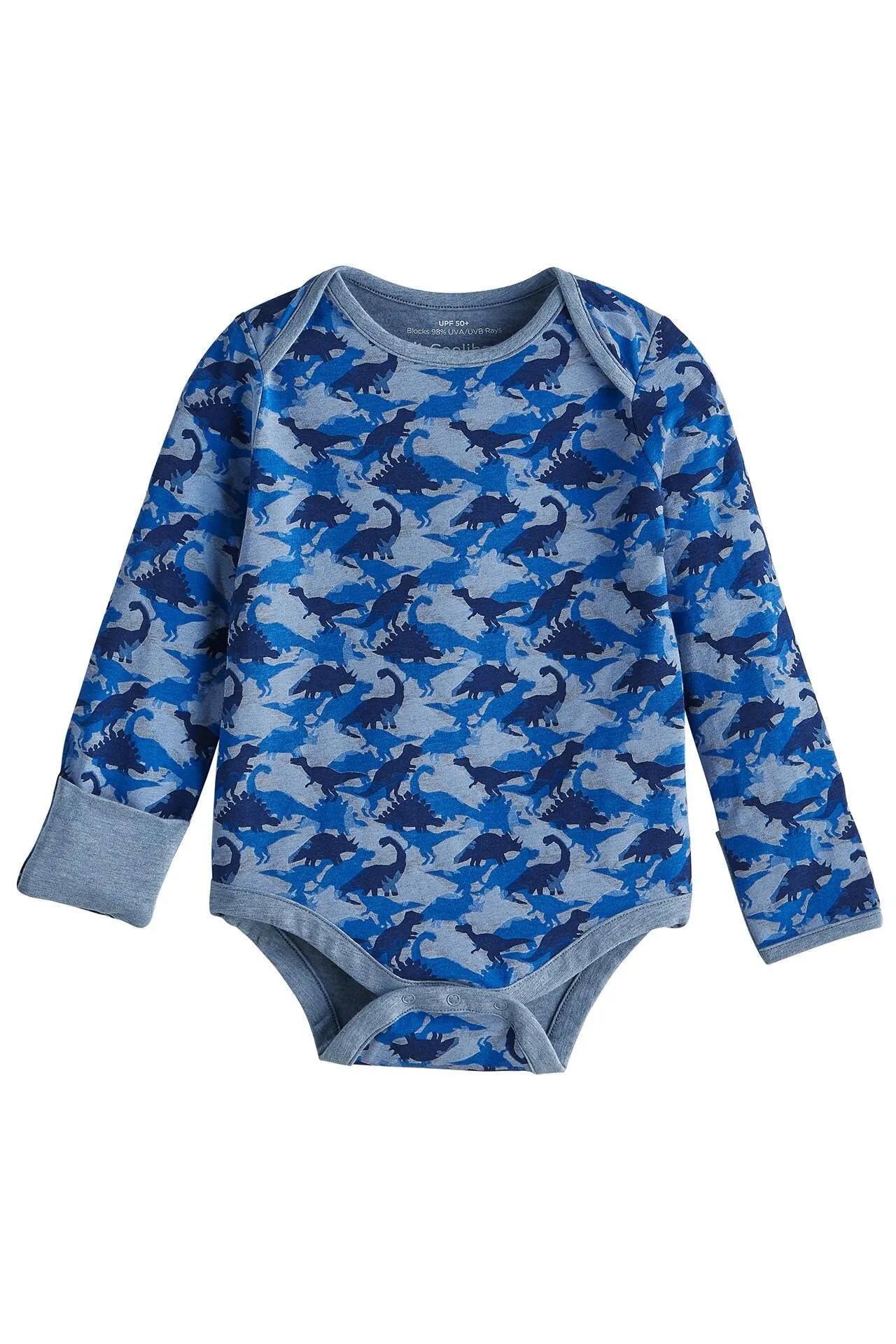 Baby LumaLeo Bodysuit  |  Light Blue Dino Camo