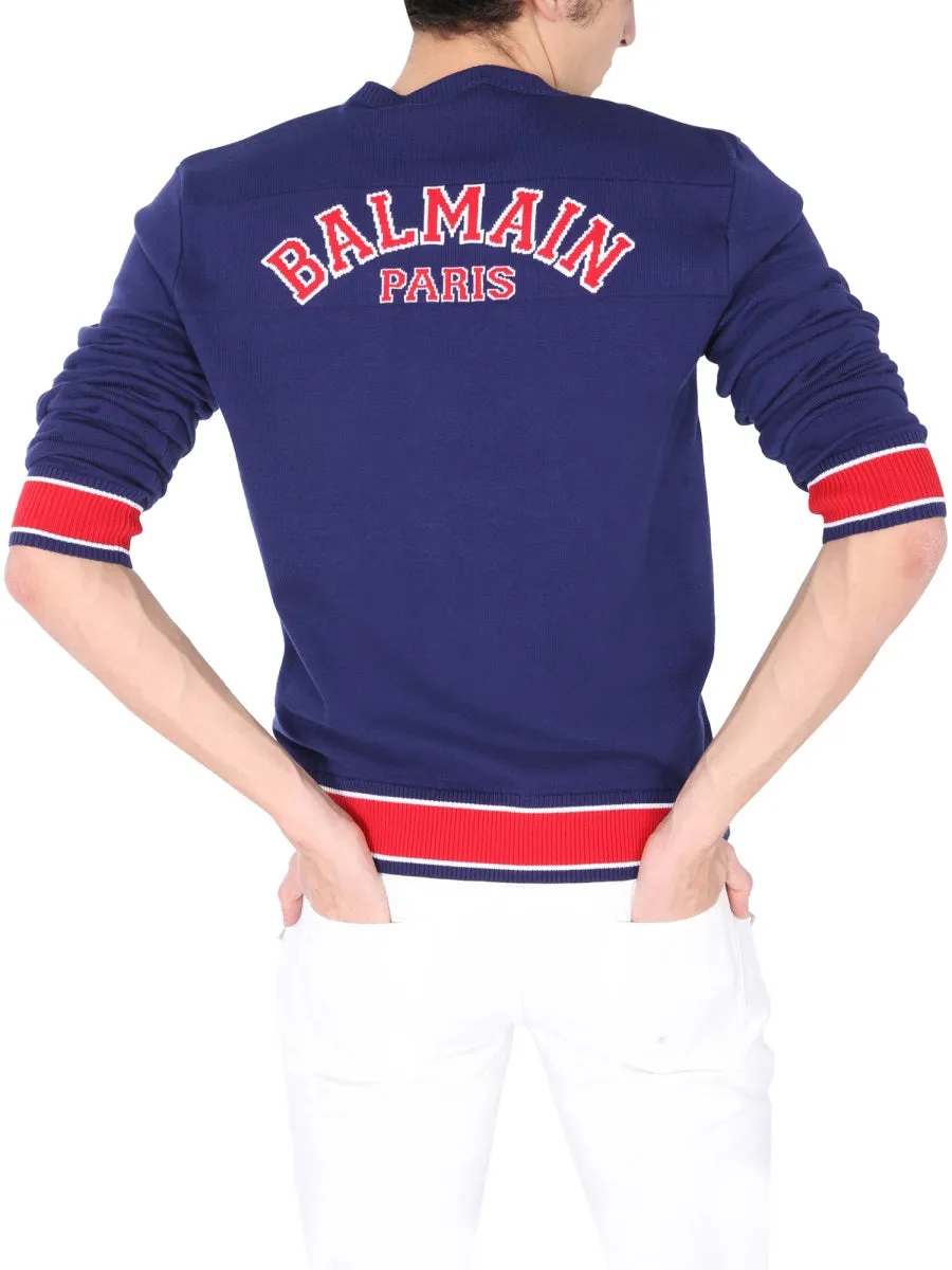 Balmain Logo Intarsia Crewneck Jumper