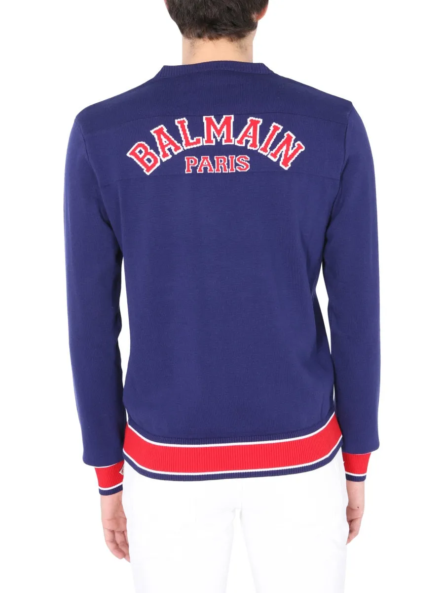 Balmain Logo Intarsia Crewneck Jumper