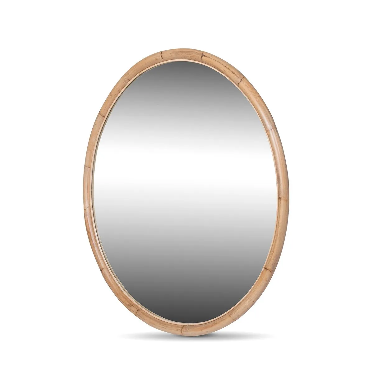 Bamboo Frame Round Mirror