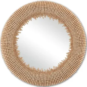 Beaded Round Wooden Boho Mirror