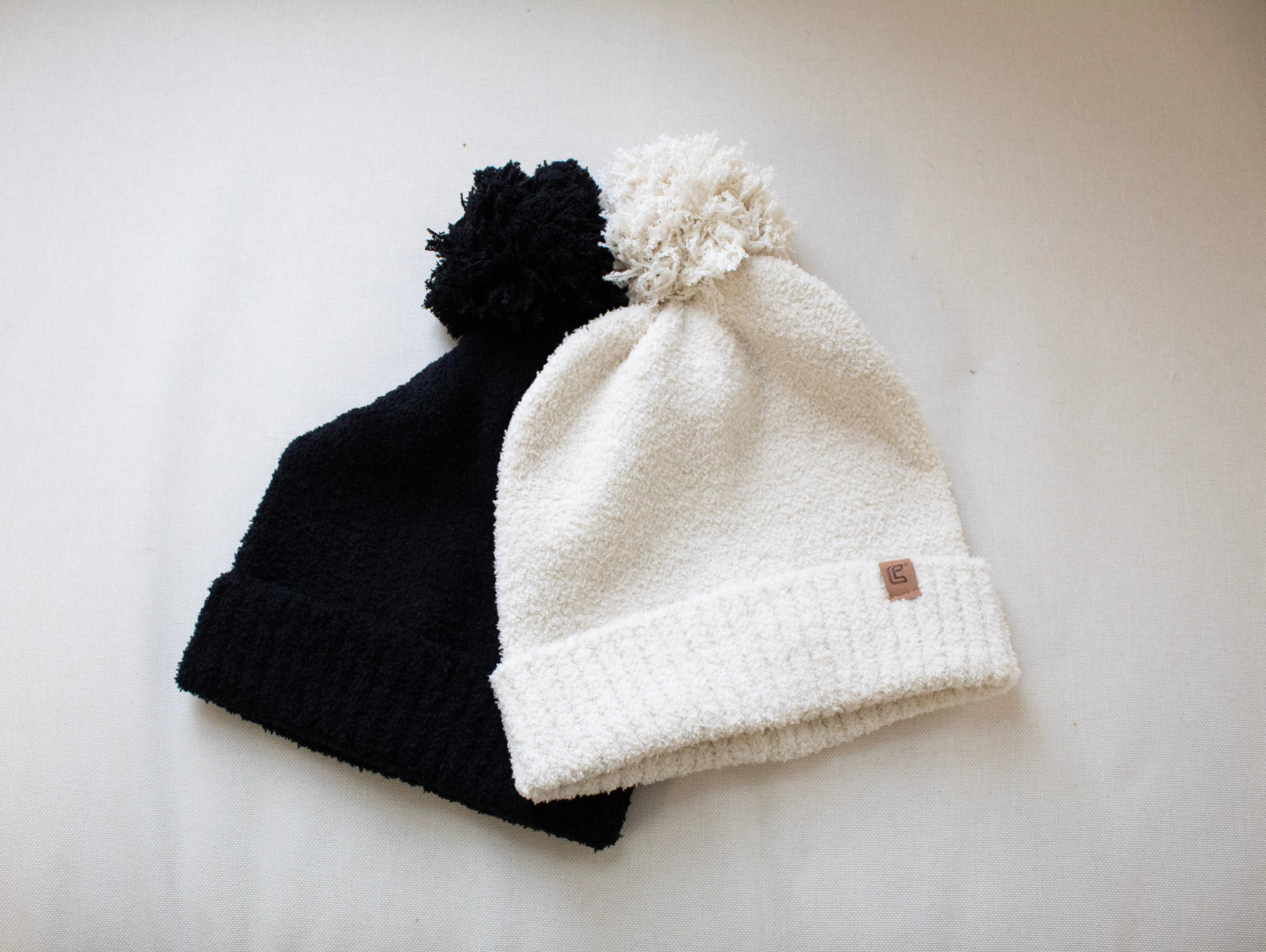 Beanie with Pom Pom Ribbed Cuff