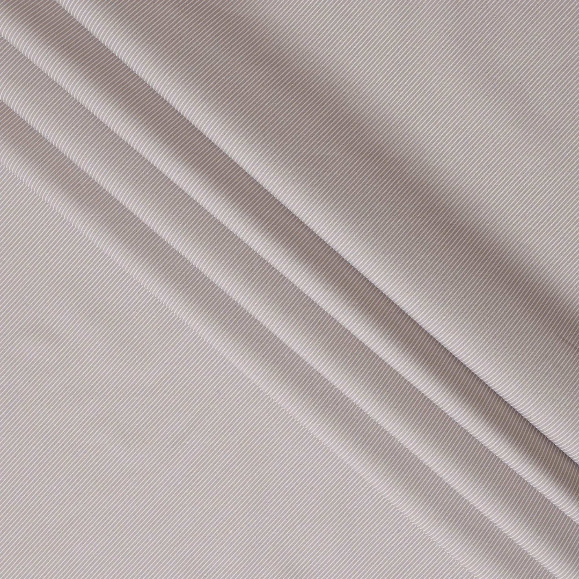 Beige and White Micro Striped 100% Cotton Shirting Fabric, 150 cm Width, Made in Italy-D20477