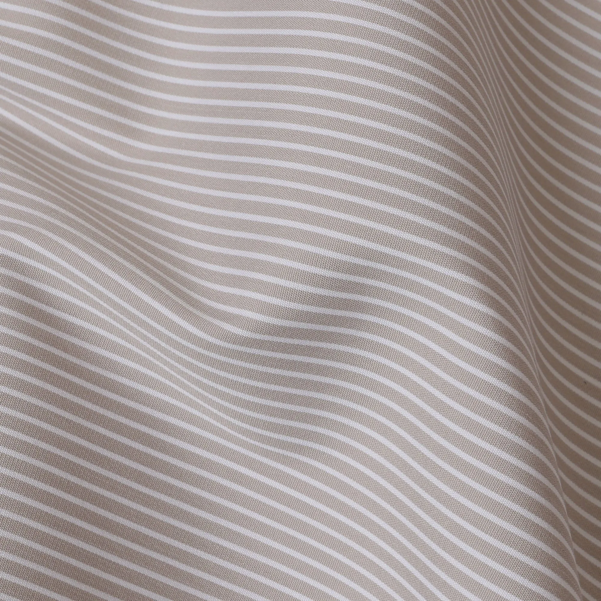 Beige and White Micro Striped 100% Cotton Shirting Fabric, 150 cm Width, Made in Italy-D20477