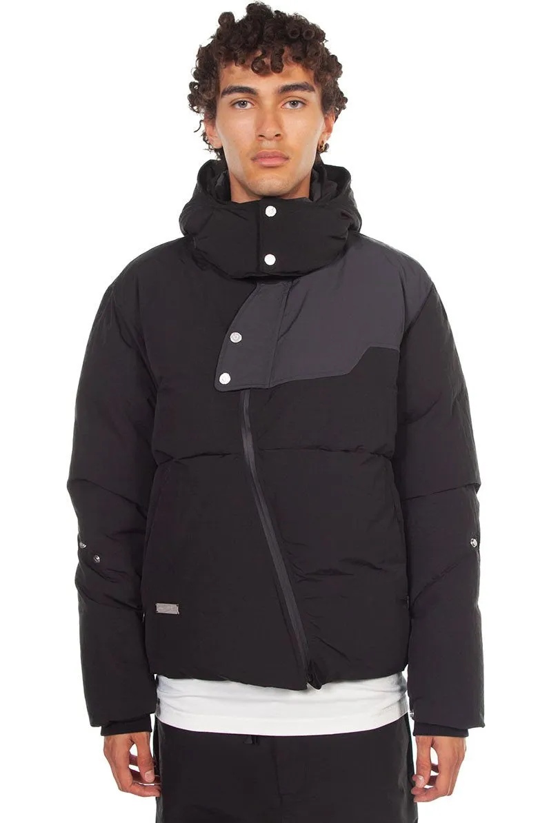 Black Arc Sculpture Puffer Jacket