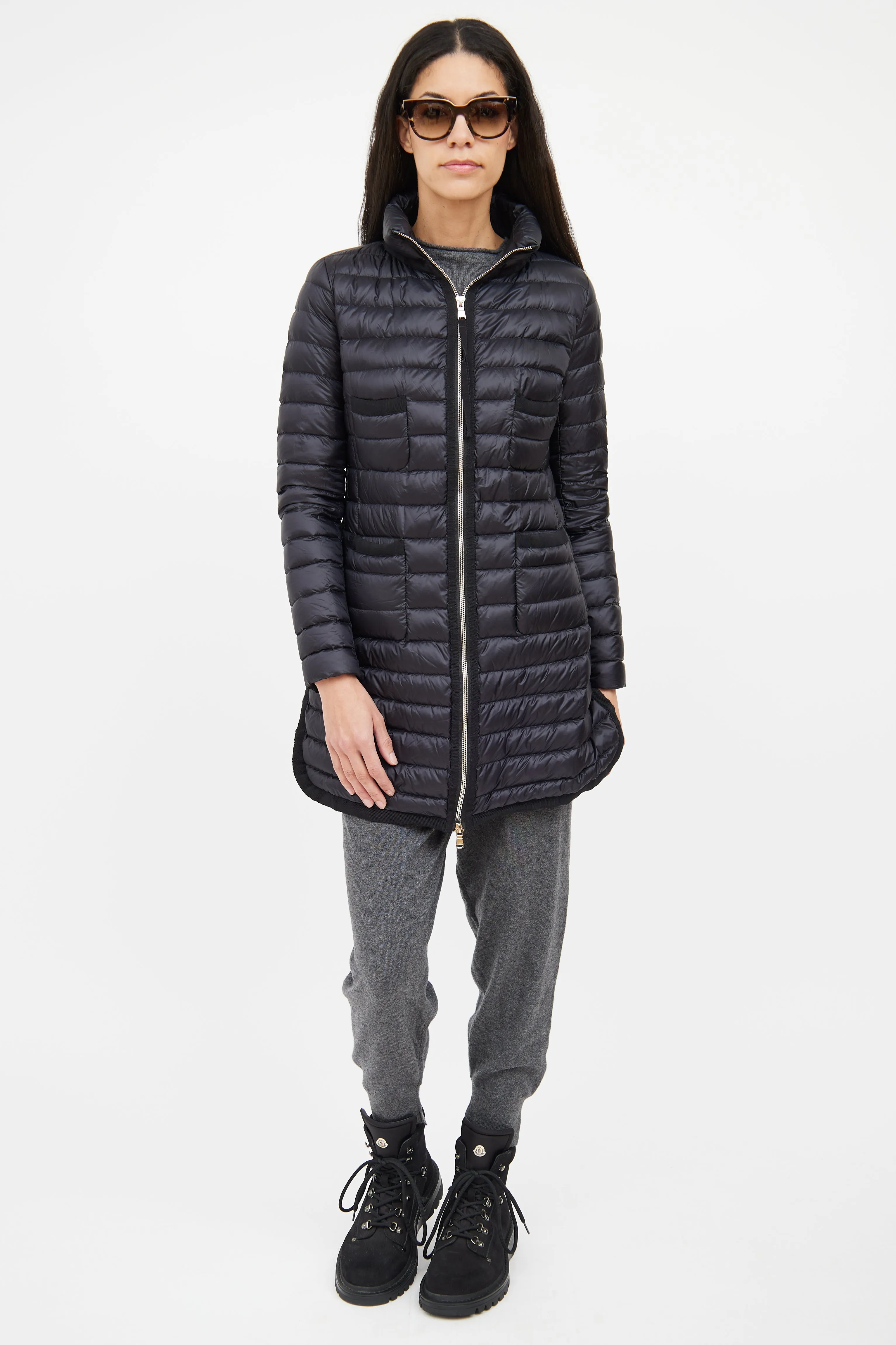 Black Quilted Longue Saison Jacket